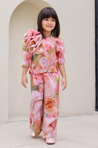 JANYAS CLOSET Flower Pattern Top With Palazzo 