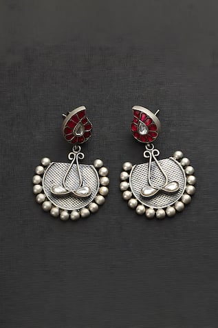 Kundan Studded Paisley Drop Earrings 