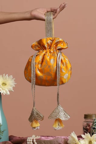 Swabhimann Silk Woven Floral Potli 