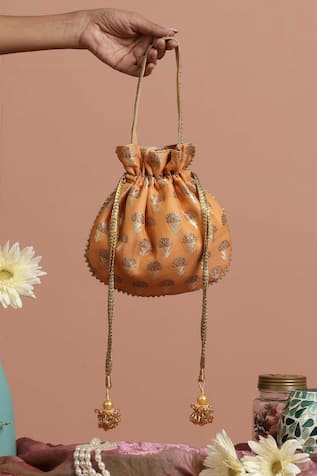 Silk Floral Butti Woven Potli 