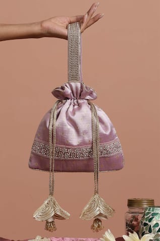 Swabhimann Silk Woven Patchwork Embellished Potli 