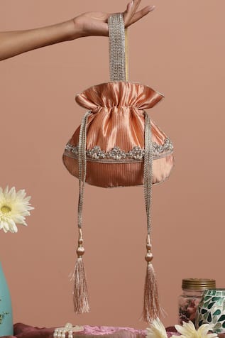 Swabhimann Silk Floral Lace Embellished Potli 