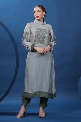 Coeur Nordic Print Straight Kurta With Pant 