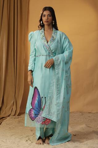 arpita sulakshana Chanderi Butterfly Hand Painted Kurta & Pant Set 