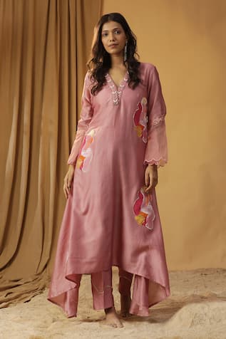 arpita sulakshana Chanderi Hand Painted A-Line Kurta With Pant 