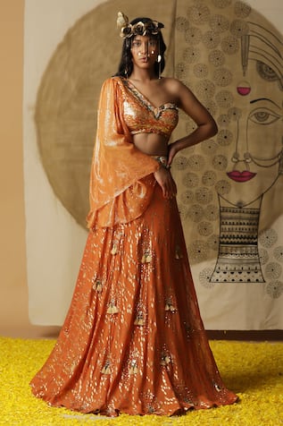 arpita sulakshana Textured Lehenga Blouse Set 