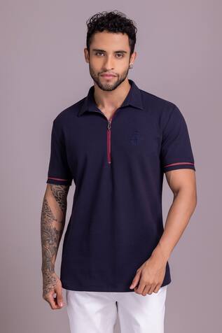 Amit Arora Half Sleeve Zipper T-Shirt 