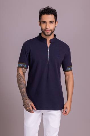 Amit Arora Sleeve Embroidered T Shirt 