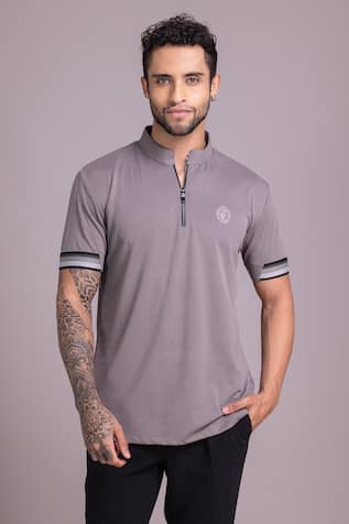 AMIT ARORA Solid Half Sleeve T Shirt 