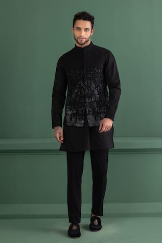 Amit Arora Tonal Embellished Bundi Kurta Set 