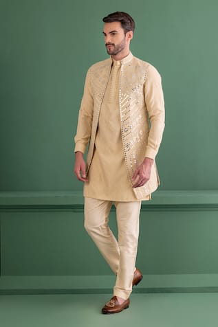 Amit Arora Mirror Butti Embroidered Bundi Kurta Set 