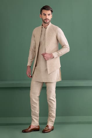 Amit Arora Floral Embroidered Bundi Kurta Set 