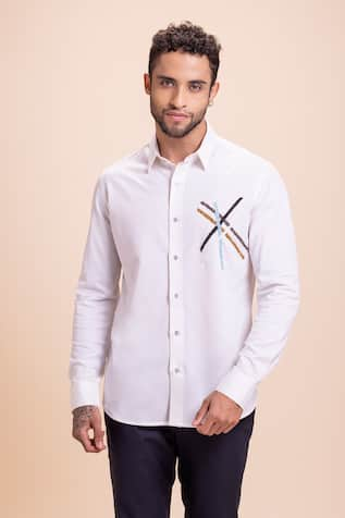 AMIT ARORA Criss-Cross Embellished Shirt 