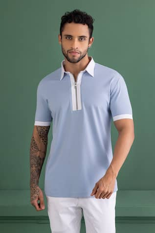 AMIT ARORA Polo Neck Threadwork T-Shirt 