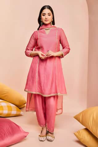 Dohr India Rumi Gota Embroidered A-Line Kurta & Salwar Set 