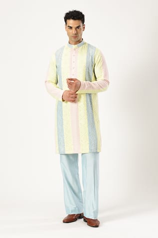 Paresh Lamba Signatures Panelled Sequin Embroidered Kurta Set 