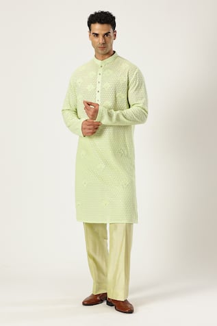 PARESH LAMBA SIGNATURES Floral Embroidered Kurta & Pyjama Set 