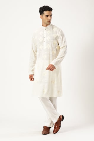 PARESH LAMBA SIGNATURES Floral Applique Embroidered Kurta & Pyjama Set 