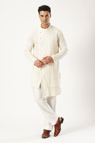 PARESH LAMBA SIGNATURES Geometric Embroidered Asymmetric Kurta 