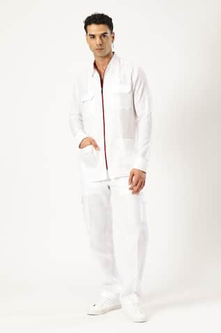 PARESH LAMBA SIGNATURES Linen Flap Pocket Shirt 