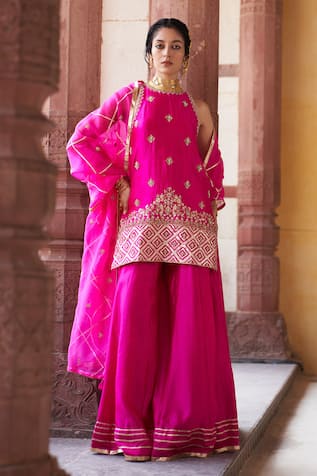 Pink City by Sarika Kamal Zardosi Embroidered Kurta & Sharara Set 