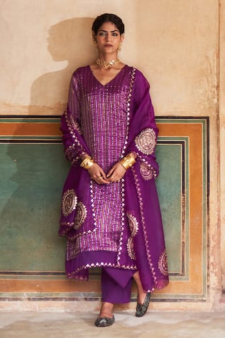 Pink City by Sarika Mandala Embroidered Kurta & Pant Set 