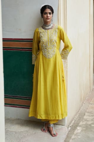 Pink City by Sarika Zardosi Embroidered Tie Up Anarkali With Pant 