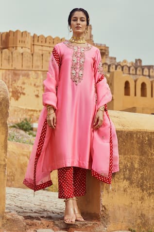 Pink City by Sarika Hasti Embroidered Kurta Pant Set 
