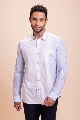 AMIT ARORA Placement Stripe Pattern Shirt 