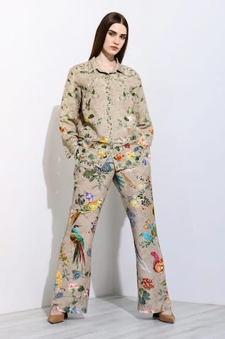 RANNA GILL Ilina Printed Boot Legged Pant 