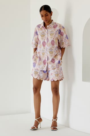 Sage Saga Antalya Hot Air Balloon Print Shirt With Shorts 