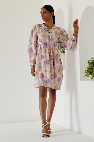 Sage Saga Antalya Linen Sage Print Dress 