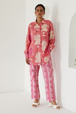 Sage Saga Sophia Map Print Shirt With Cargo Pant 