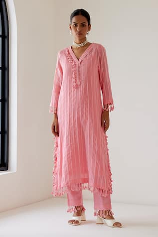 Sage Saga Sophia Woven Tasselled Kurta Palazzo Set 