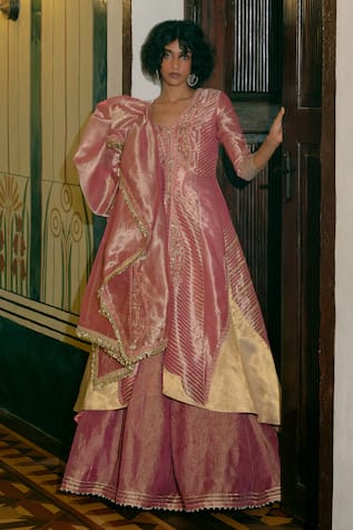 Aditi Gupta Paisley Embroidered Jacket Skirt Set 