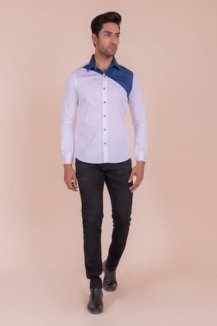 Design O Stitch Cross Detailed Denim Shirt 