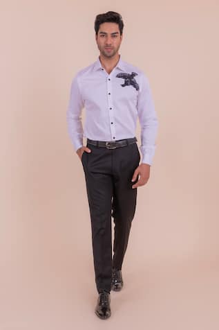 Design O Stitch Bird Embroidered Cotton Shirt 