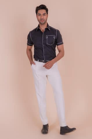 Cotton Anchor Embroidered Shirt For Kids