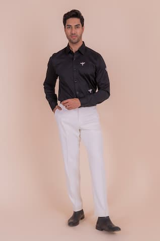 Design O Stitch Cotton Bird Embroidered Shirt 