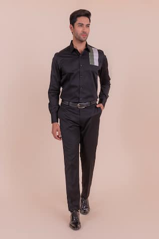 Design O Stitch Abstract Print Yoke Shirt 