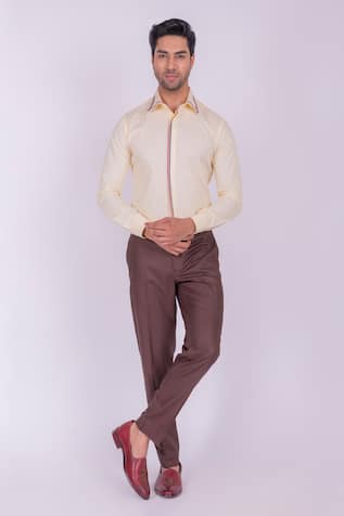 Design O Stitch Lace Embroidered Placket Shirt 