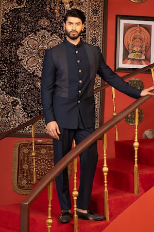 Design O Stitch Placement Textured Bandhgala With Pant 