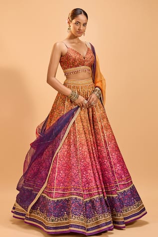 Cedar & Pine Ombre Brocade Lehenga Set 