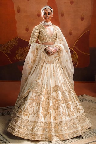 Masaba Malai Barfi Embroidered Bridal Lehenga Set 