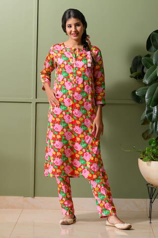 PRACHI KAMAT Flora Art Print Kurta With Pant 