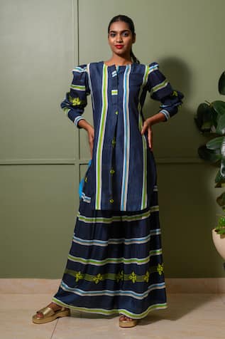 PRACHI KAMAT Astron Ray Print Kurta Palazzo Pant Set 