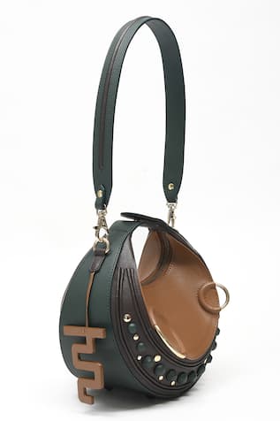 Immri Loop Stud Embellished Crecent Handbag 