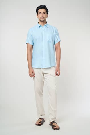 Aryavir Malhotra Plain Linen Shirt 