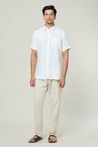 Solid Half Sleeves Linen Shirt 