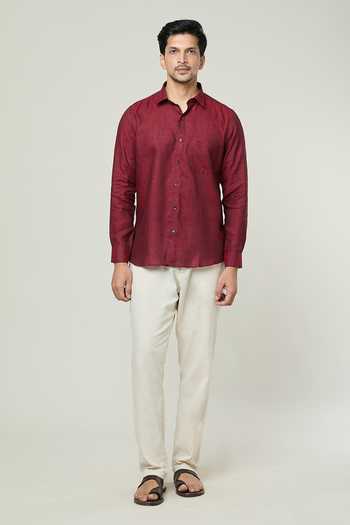 Aryavir Malhotra Textured Full Sleeves Linen Shirt 
